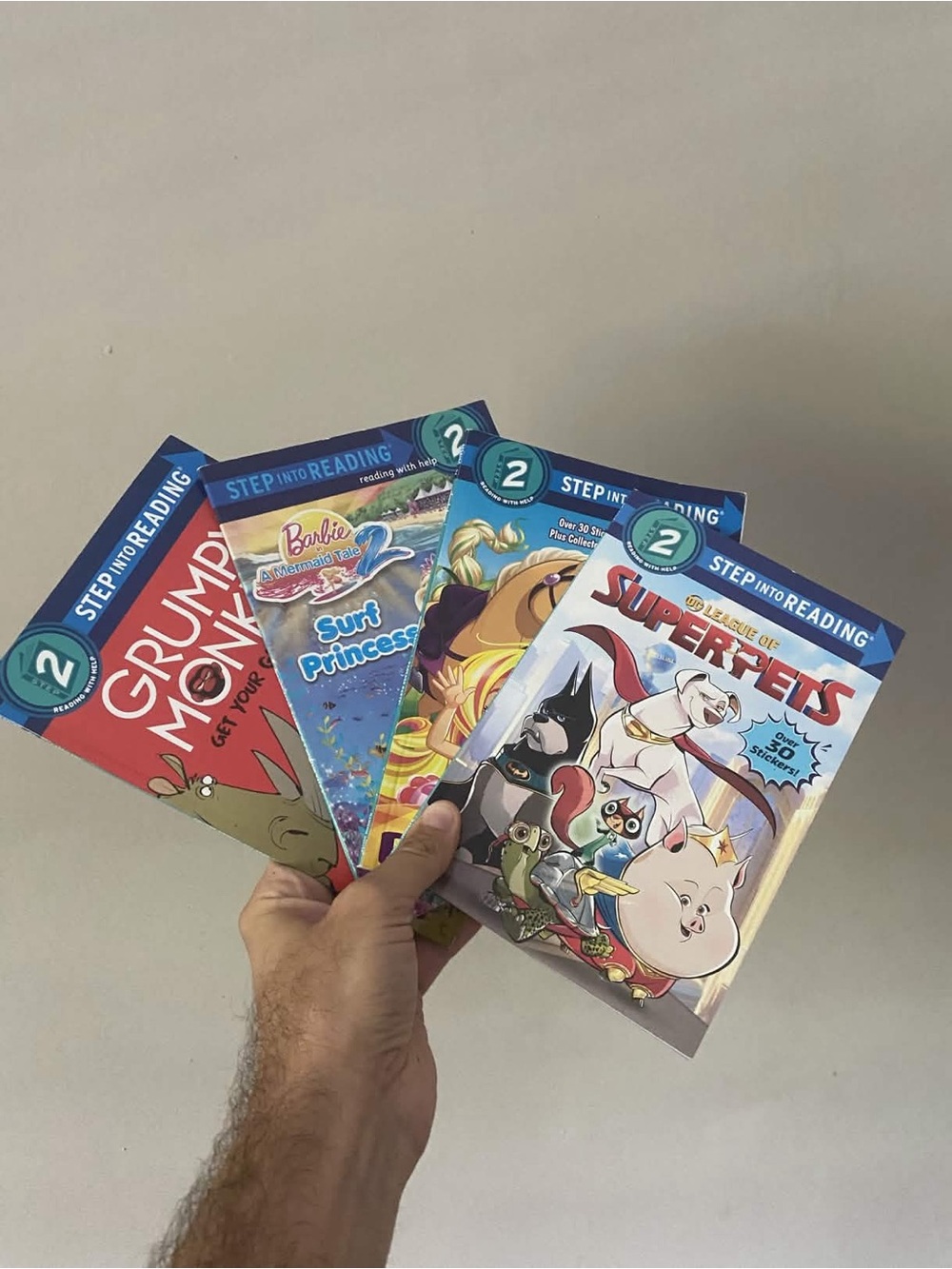 Step into Reading Level 3 Barbie, Superpets Etc PaperBack Books Lot of 4
